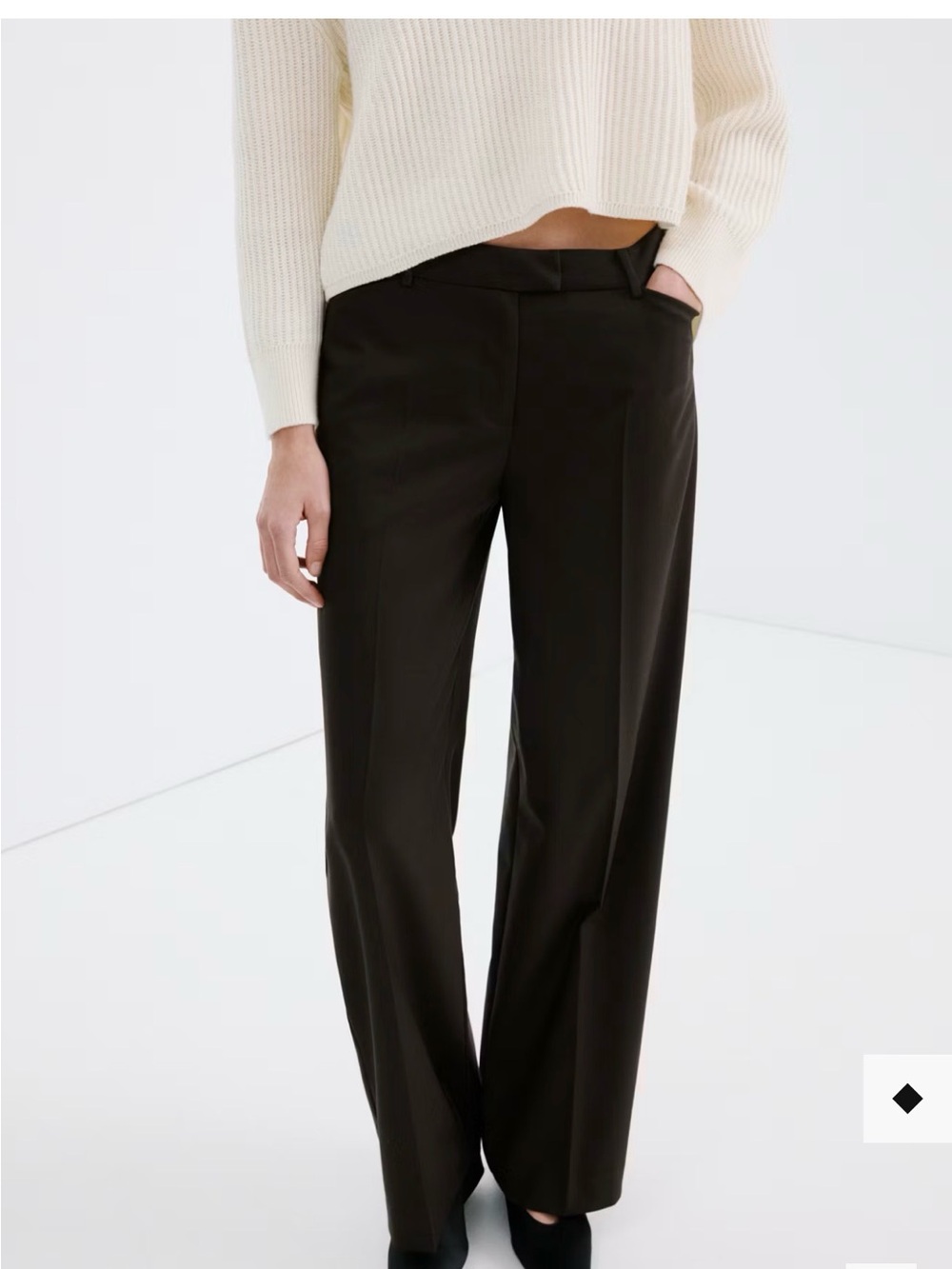 Mango Black Wide-Leg Tailored Trousers